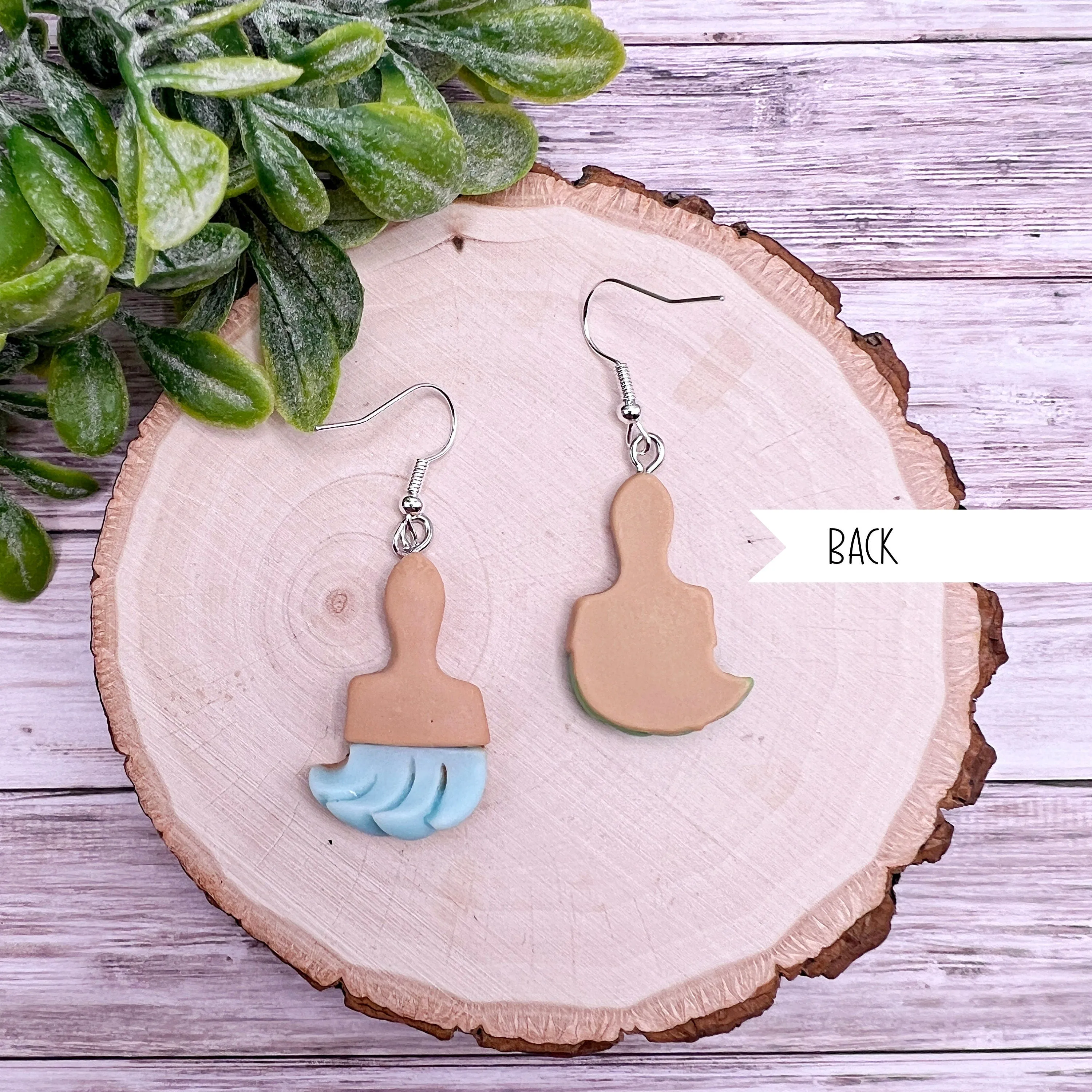 Cartoon Paintbrush Colorful Artist Painter Resin Silver/Silver-tone  Earrings, Hypoallergenic Gift