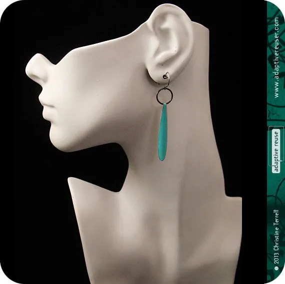 Champagne Dreams Teardrops Upcycled Tin Earrings