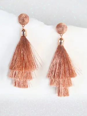 Cheap Metallic Tassel Earrings ROSE GOLD
