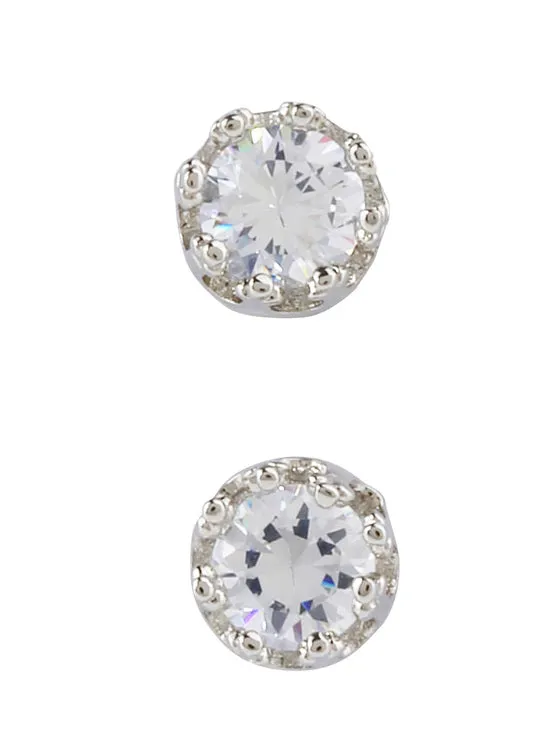 Cheap Silver Plated Rhinestone Crown Stud Earrings