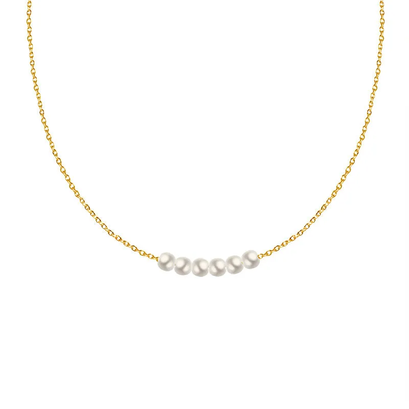 Chic 18K Gold Pearl Pendant Necklace - Elegant Collarbone Chain