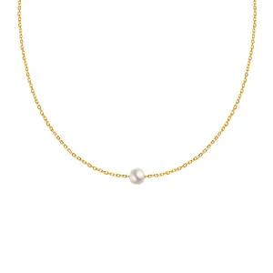 Chic 18K Gold Pearl Pendant Necklace - Elegant Collarbone Chain