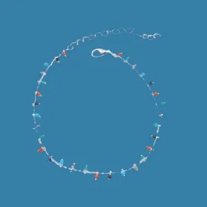 Chic Double Chain Anklet with Colorful Rice Beads & Stylish Tassel - Perfect Beach Jewelry for Women