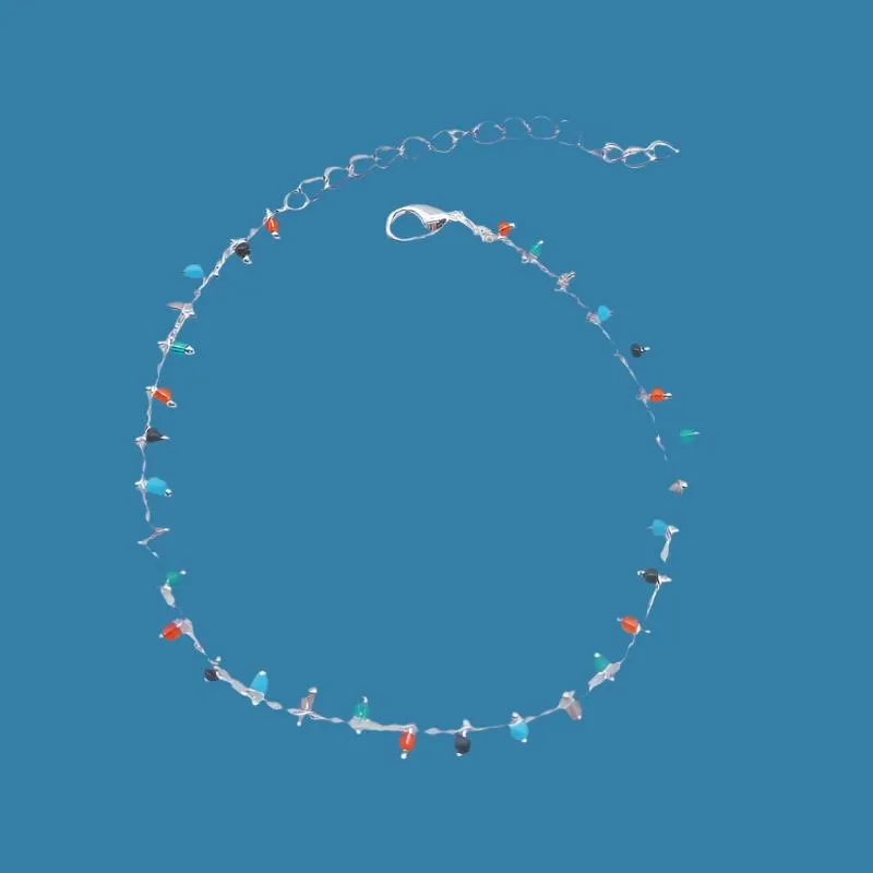 Chic Double Chain Anklet with Colorful Rice Beads & Stylish Tassel - Perfect Beach Jewelry for Women