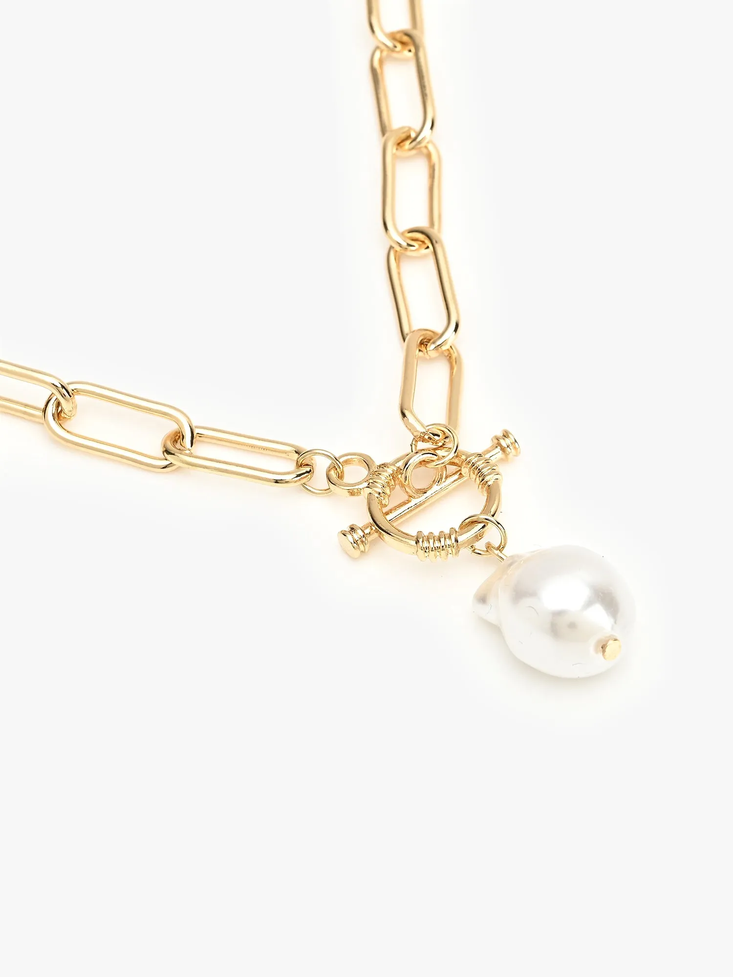 Chic White Pearl Drop Necklace