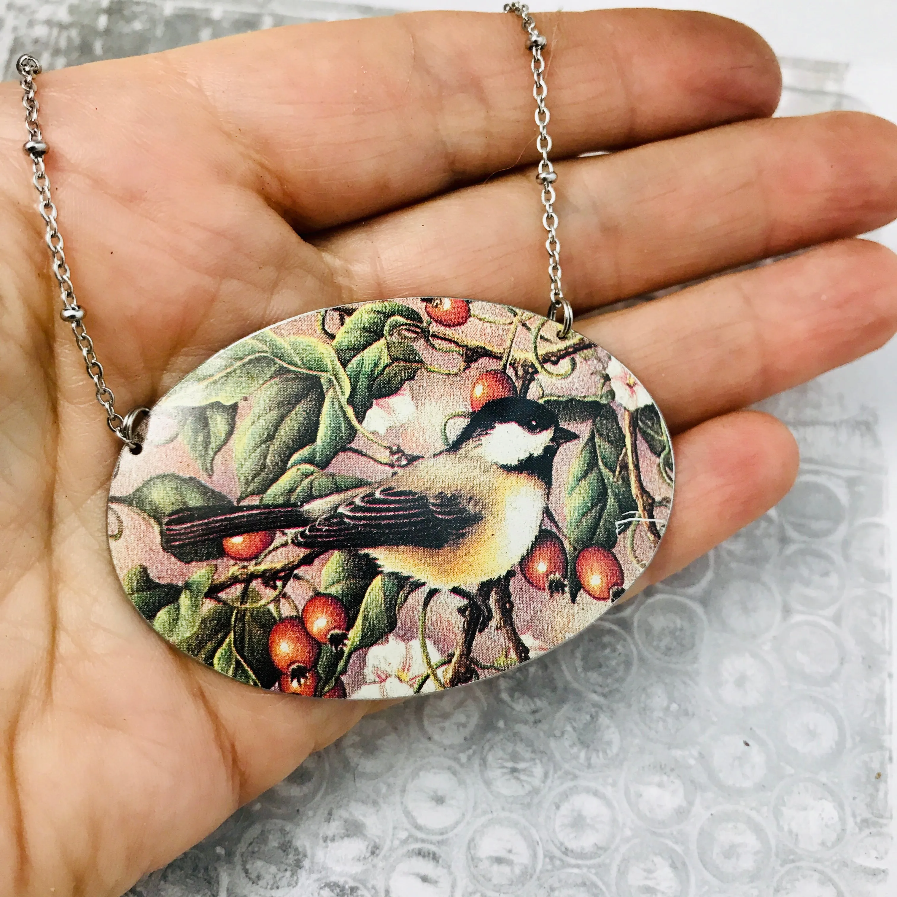 Chickadee Zero Waste Tin Circle Necklace