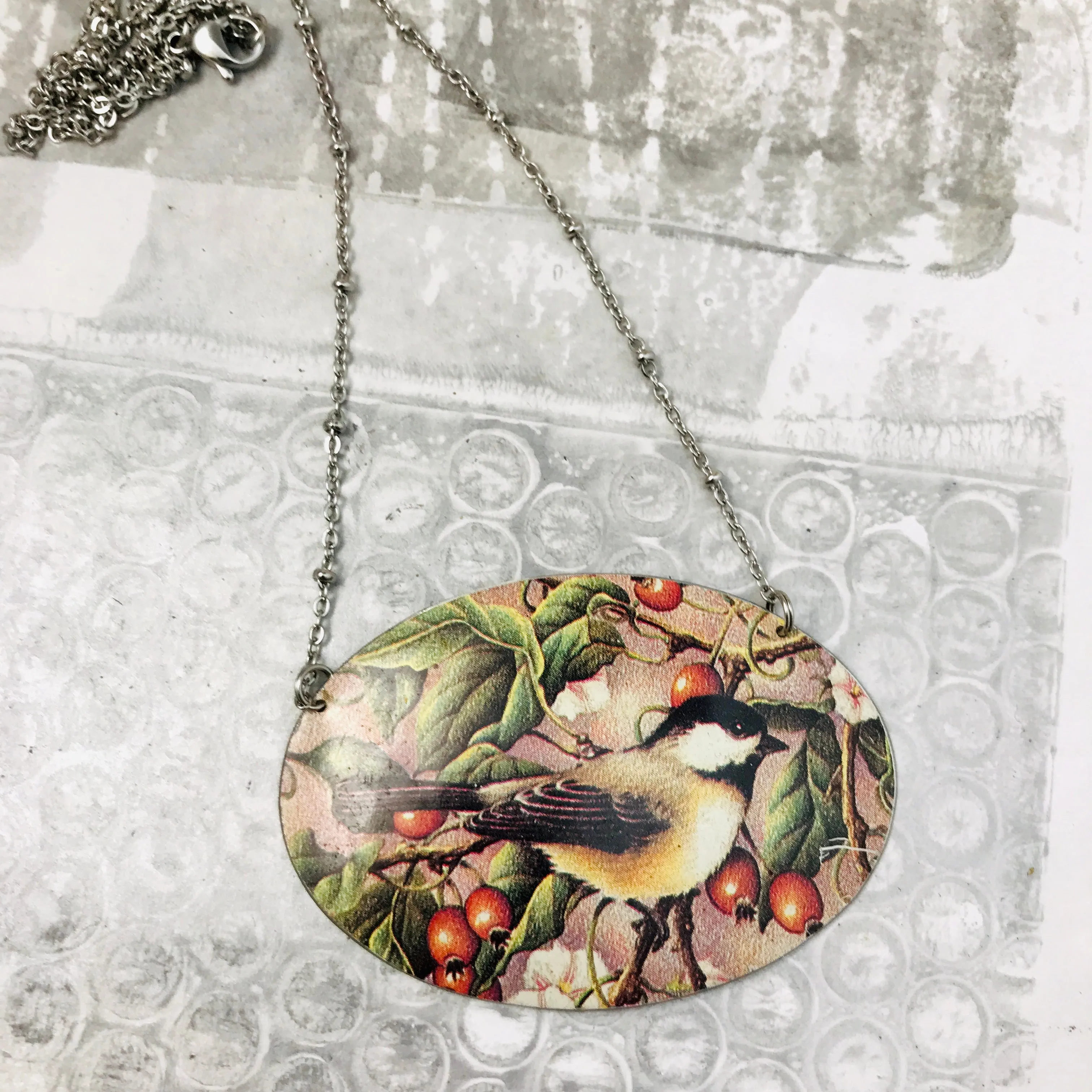 Chickadee Zero Waste Tin Circle Necklace