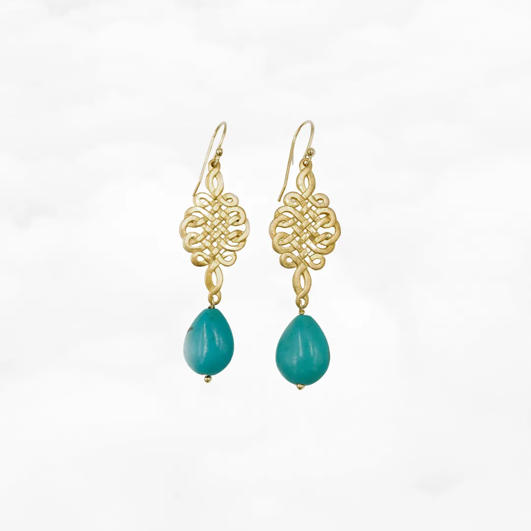 Chinese Knot Turquoise Earrings