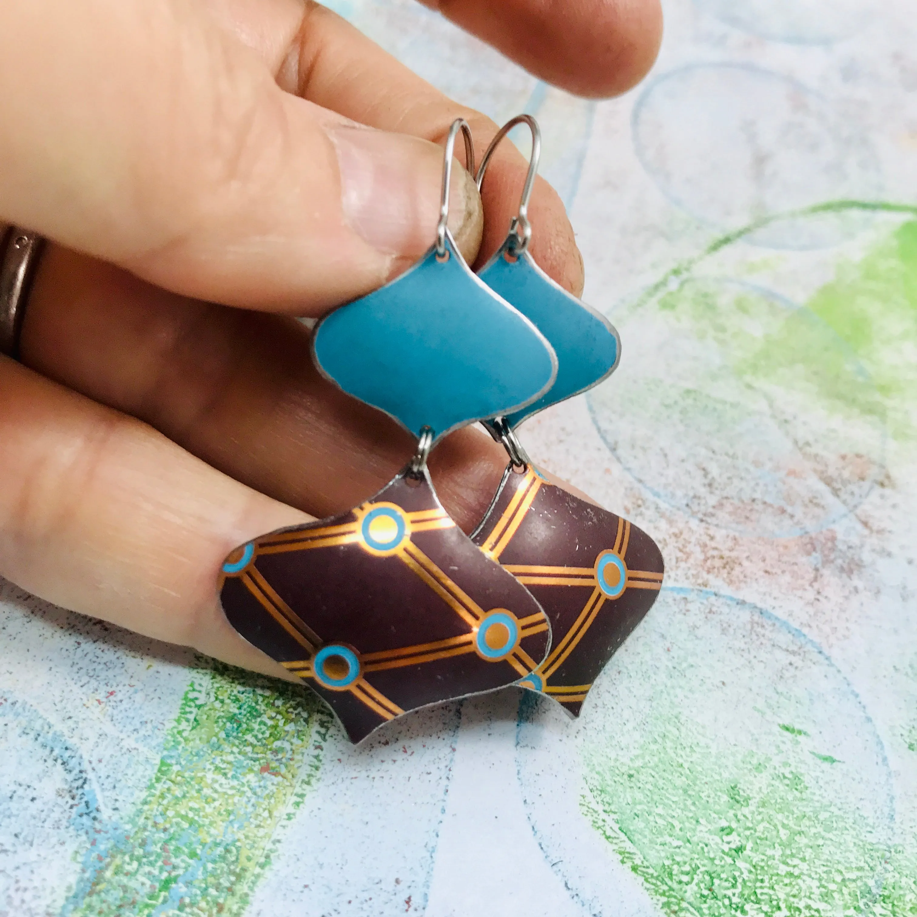 Chocolate & Blues Ray Zero Waste Tin Earrings