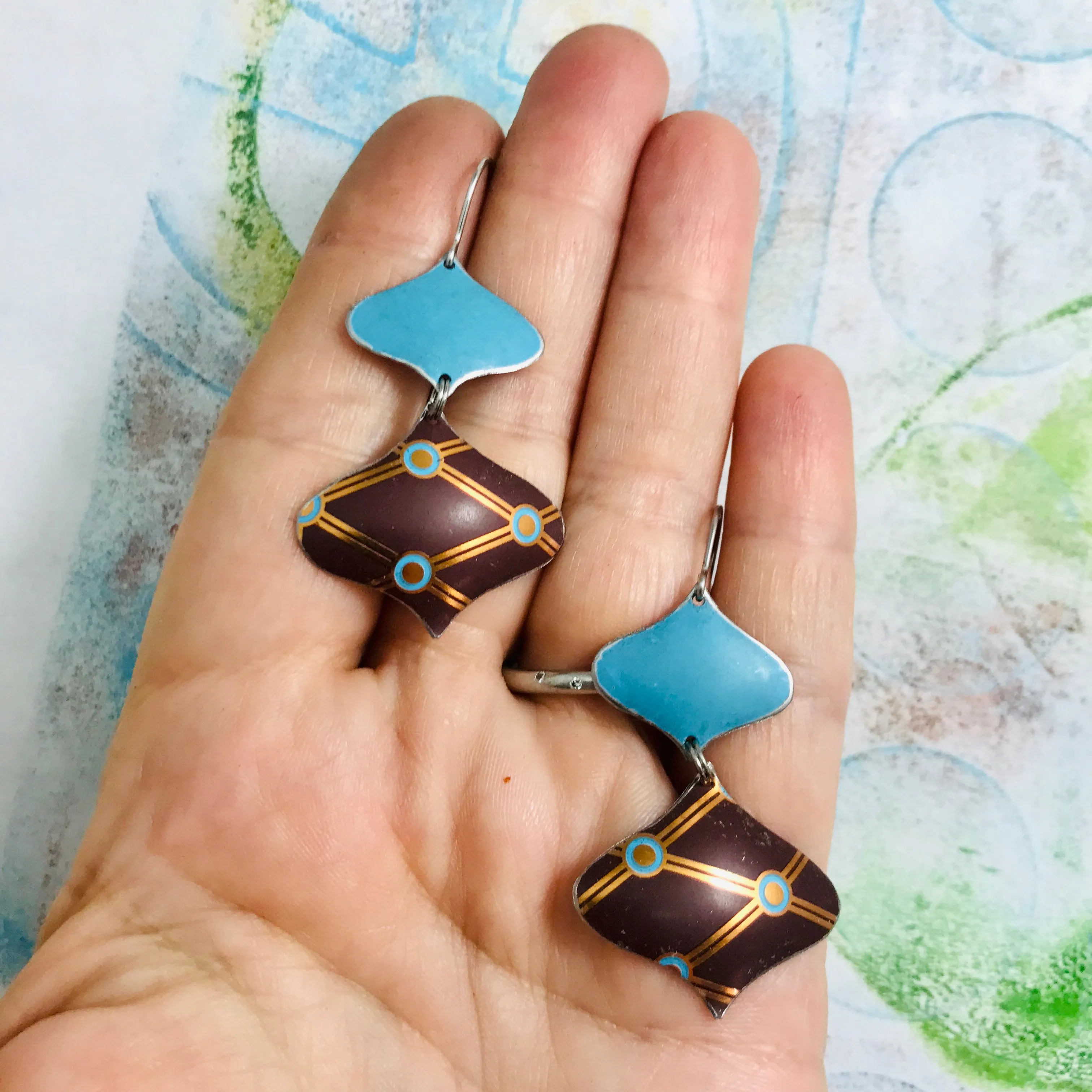 Chocolate & Blues Ray Zero Waste Tin Earrings