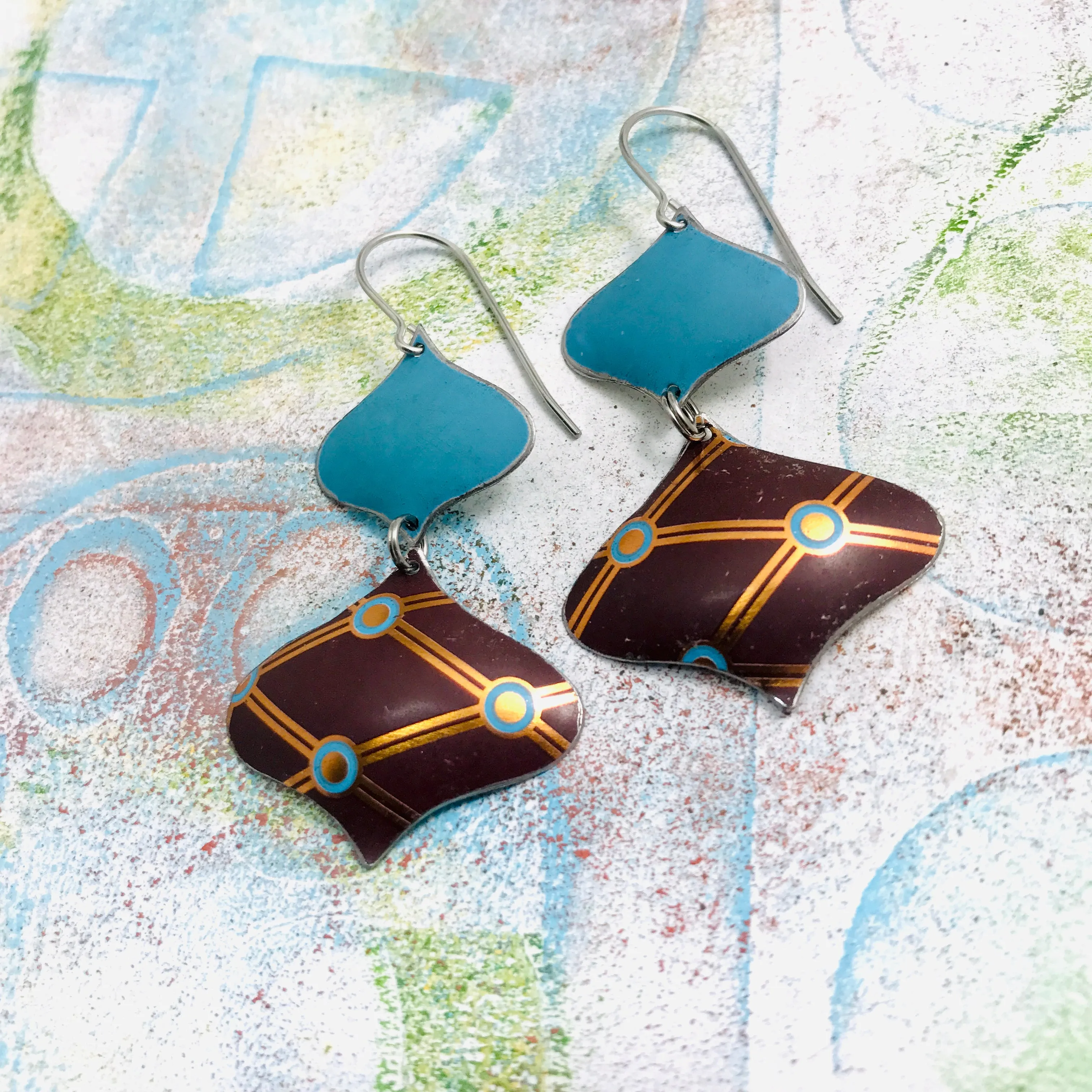 Chocolate & Blues Ray Zero Waste Tin Earrings