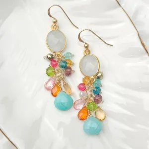 Classic Moonstone and Amazonite Elegant earrings
