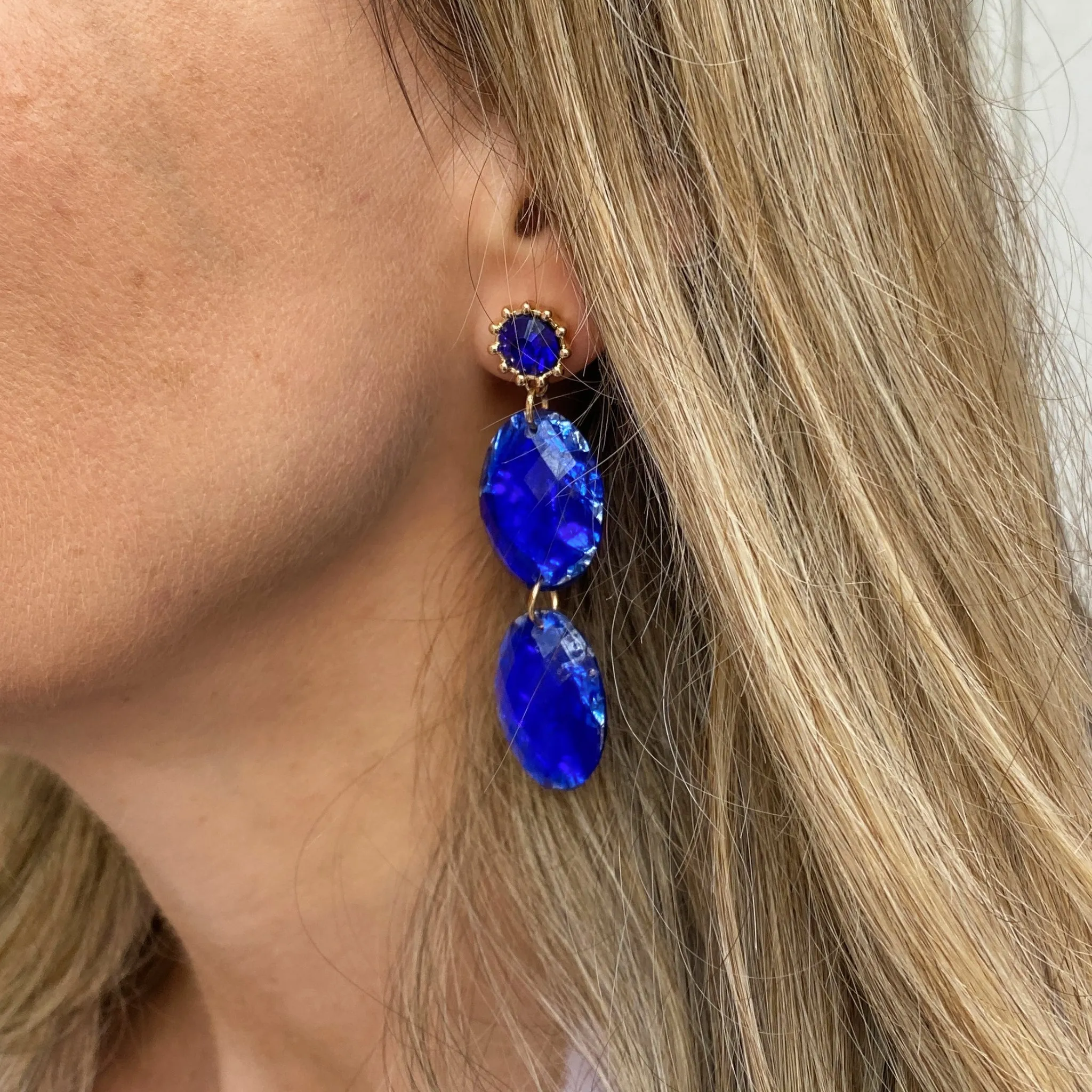 Cobalt Blue Earrings Long Drop Earrings