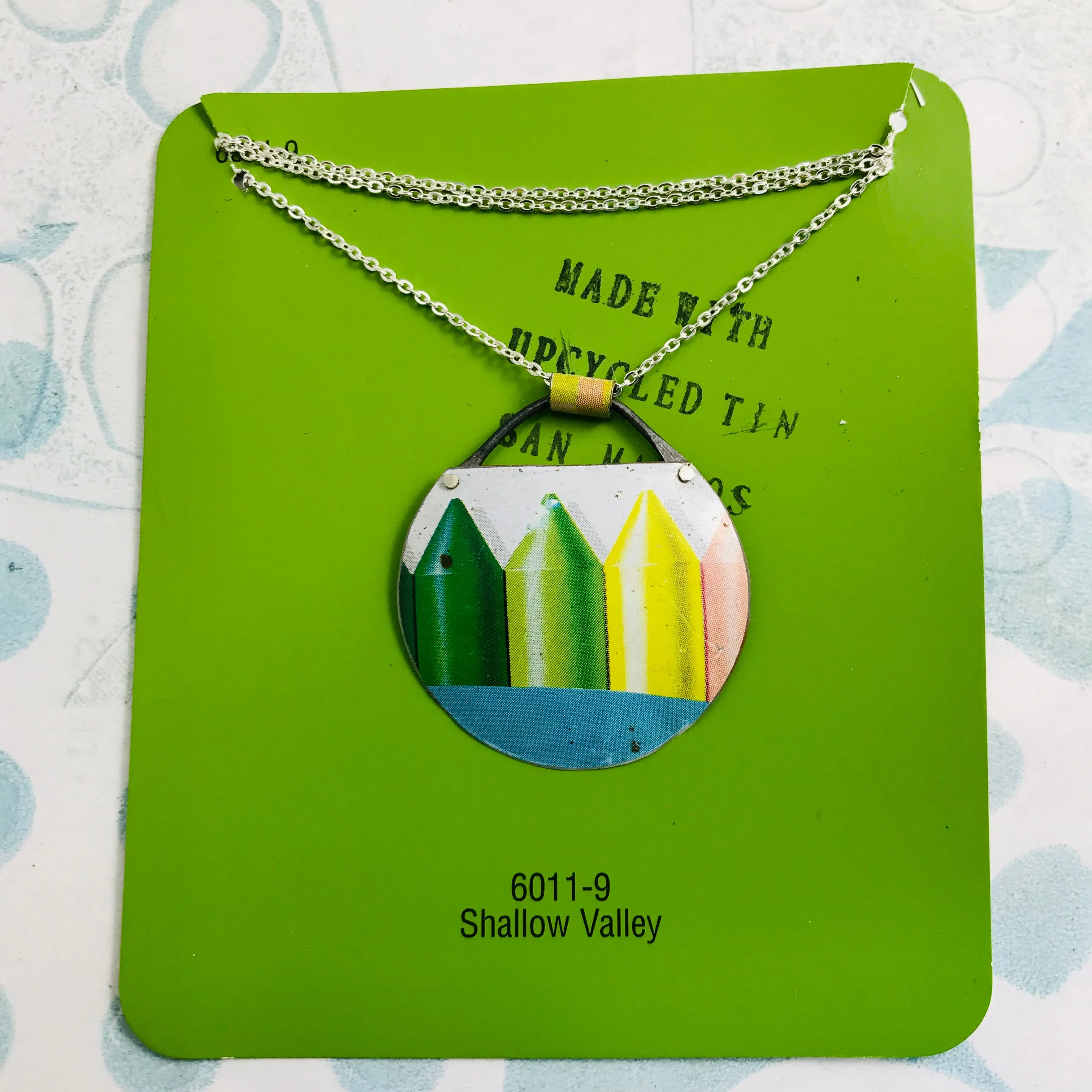Colored Pencils Zero Waste Tin Circle Necklace