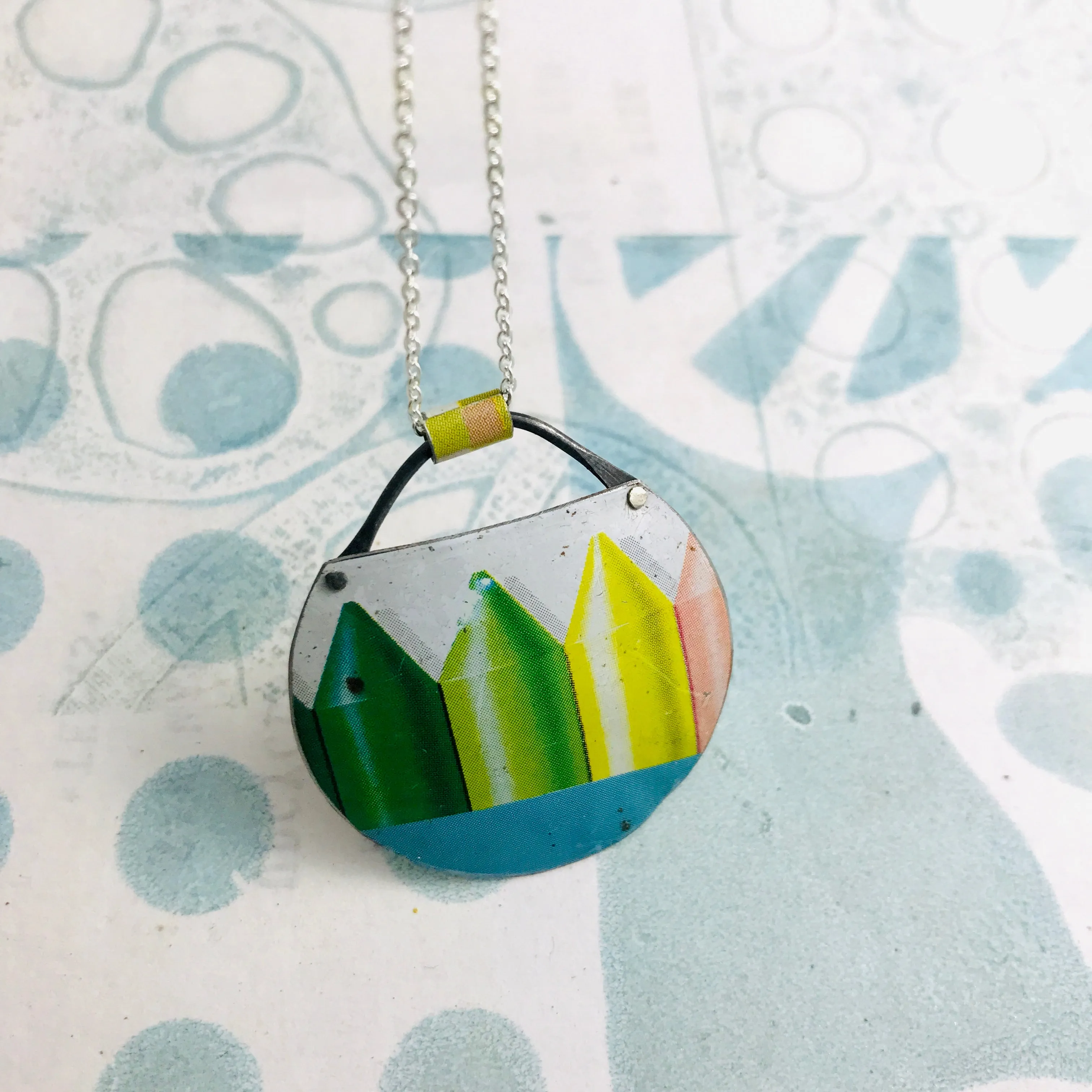 Colored Pencils Zero Waste Tin Circle Necklace