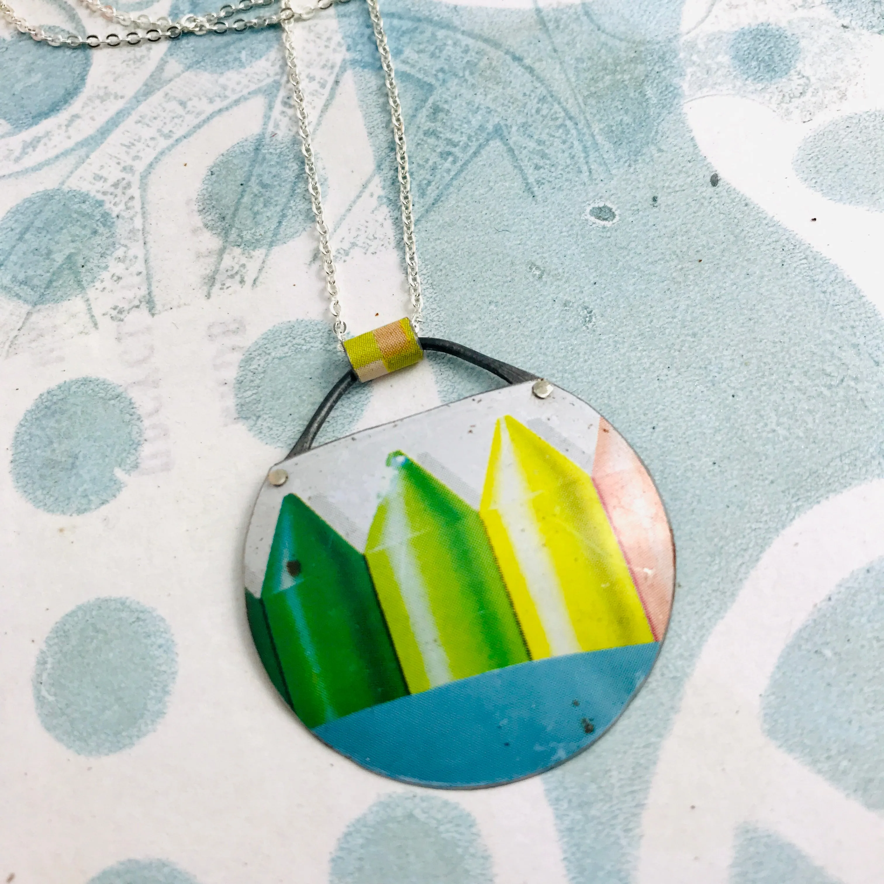 Colored Pencils Zero Waste Tin Circle Necklace