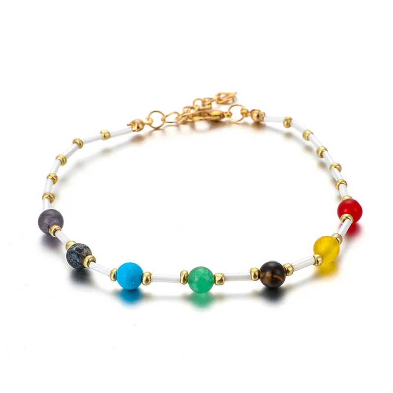 Colorful rice bead anklet
