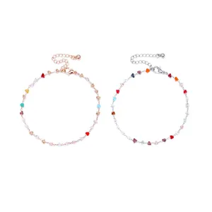 Colorful triangular crystal bead Anklet