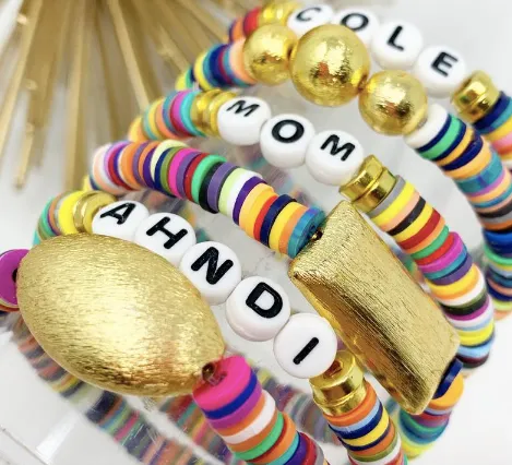 Colors of Summer Say My Name Clay Custom Name Word Bracelet or Anklet