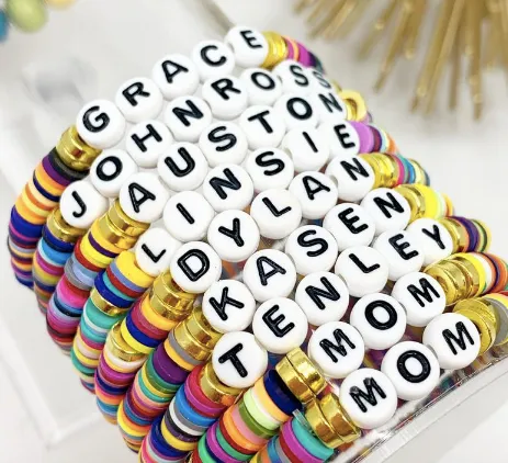 Colors of Summer Say My Name Clay Custom Name Word Bracelet or Anklet