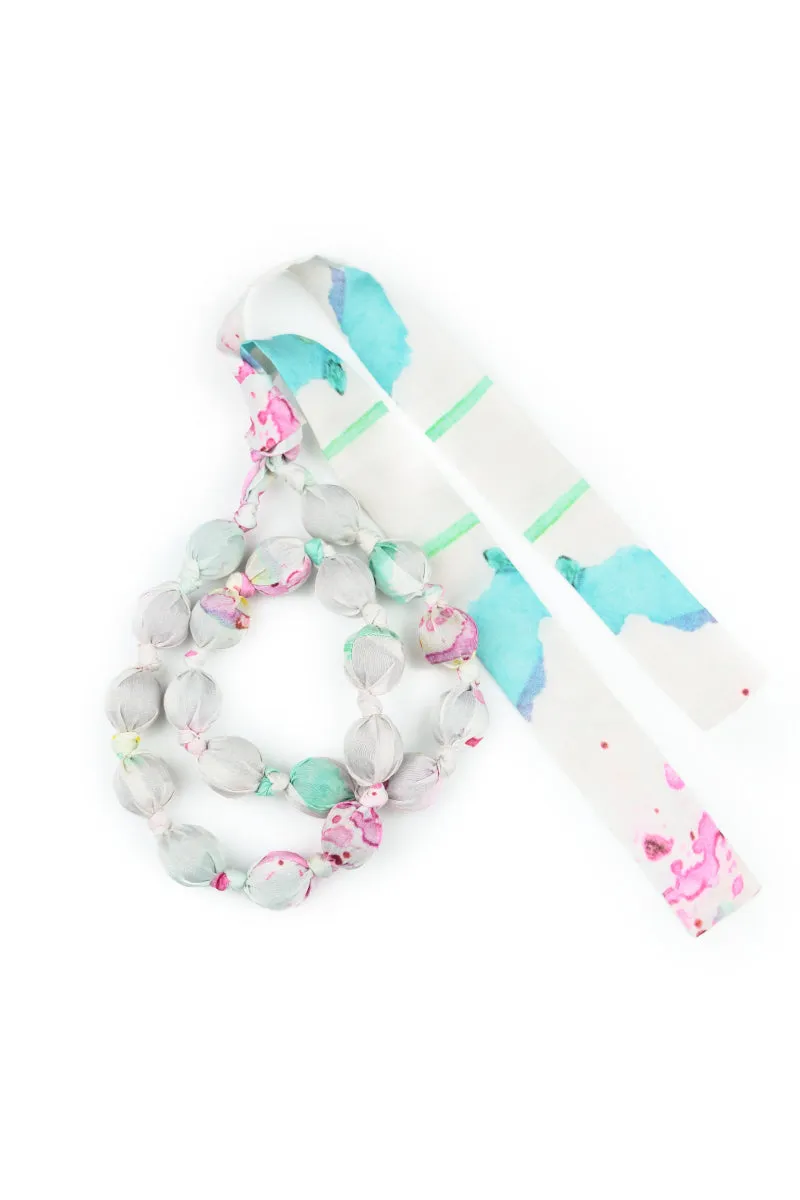 Colour Splash Silk Bamboo Bead Necklace