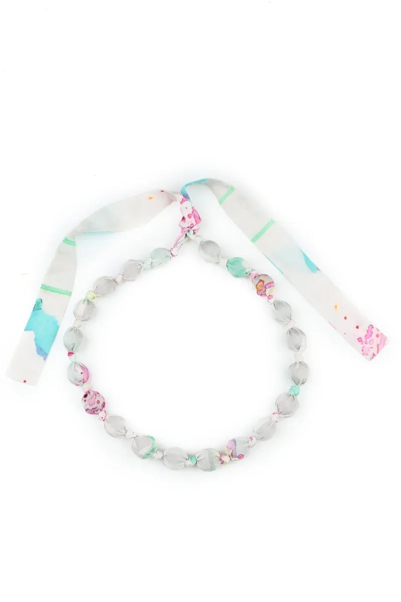 Colour Splash Silk Bamboo Bead Necklace