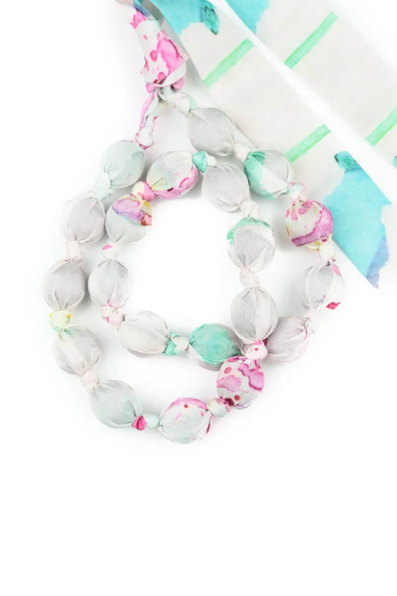 Colour Splash Silk Bamboo Bead Necklace