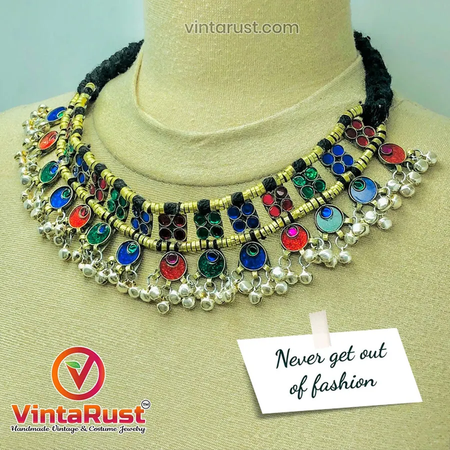 Cultural Kuchi Necklace and Earrings Jewelry Set
