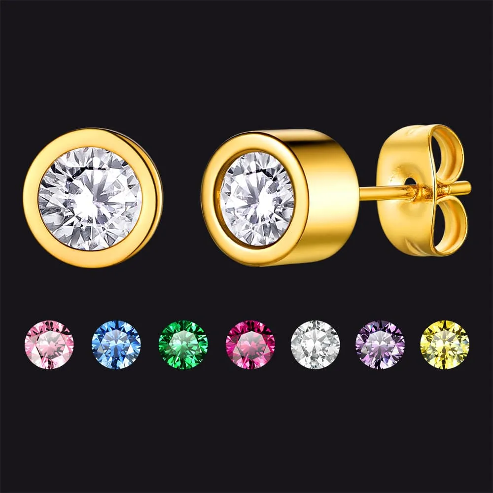 Days of the Week Round Gemstone Stud Earrings