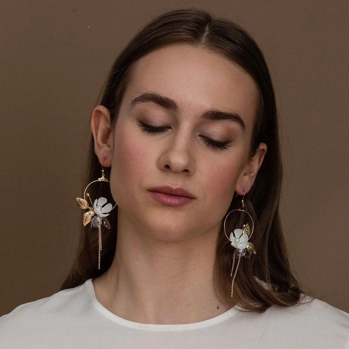 Delicate Floral Moon Earrings