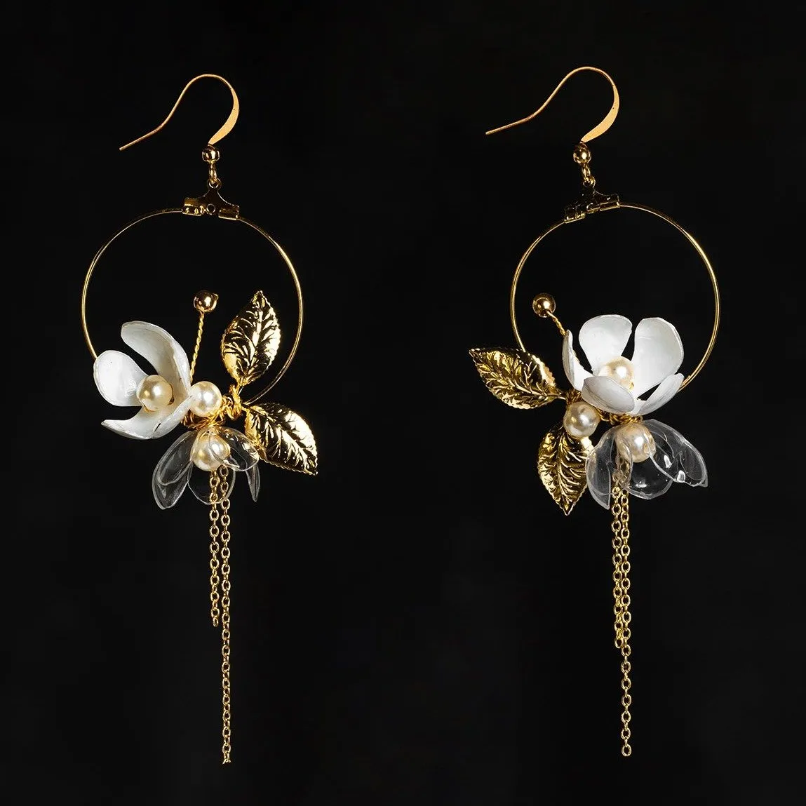 Delicate Floral Moon Earrings