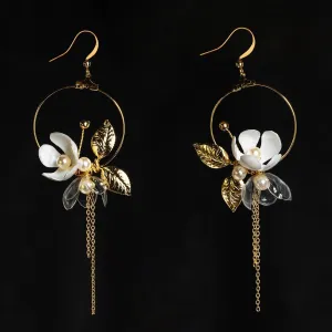 Delicate Floral Moon Earrings