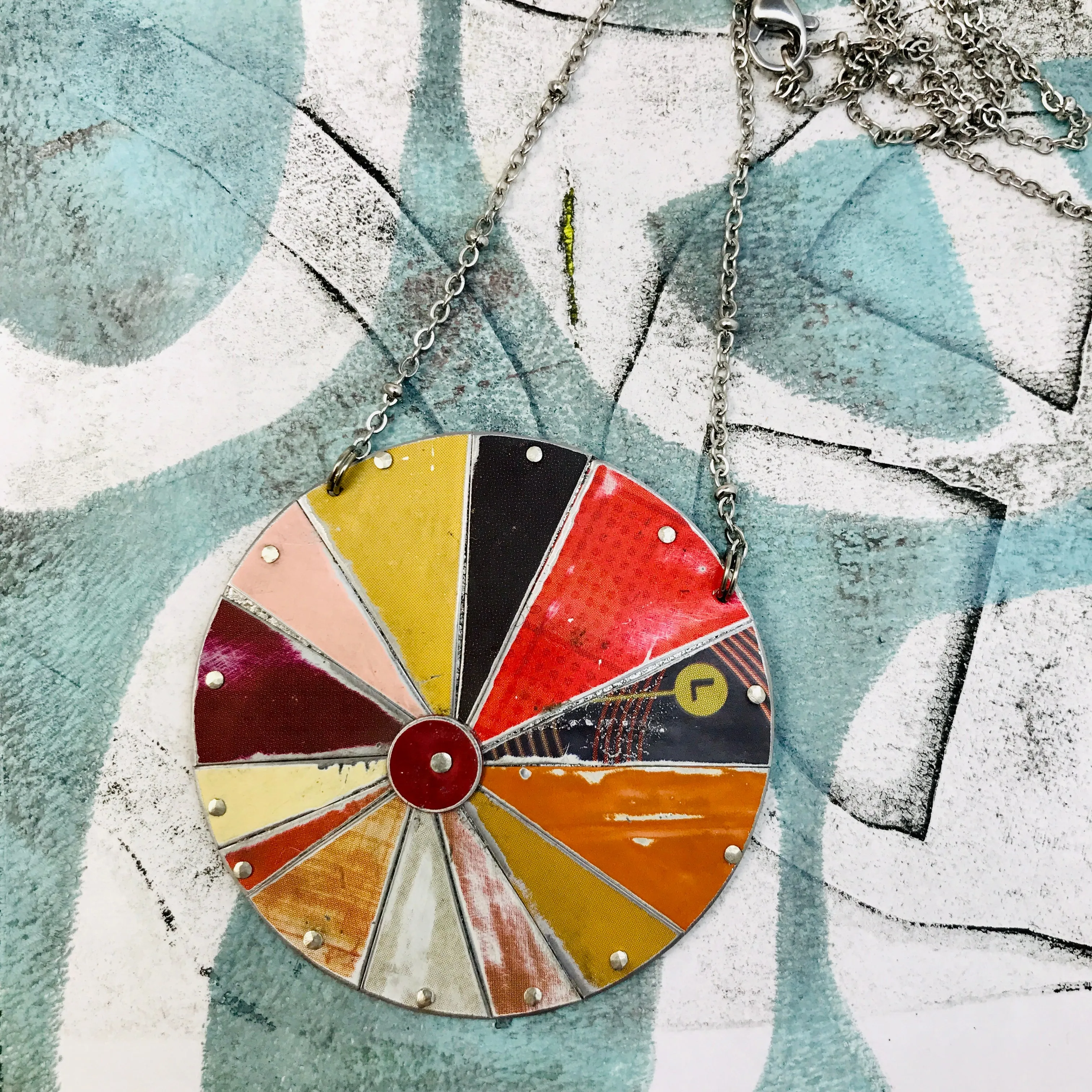 Desert Sunset Zero Waste Tin Color Wheel Necklace