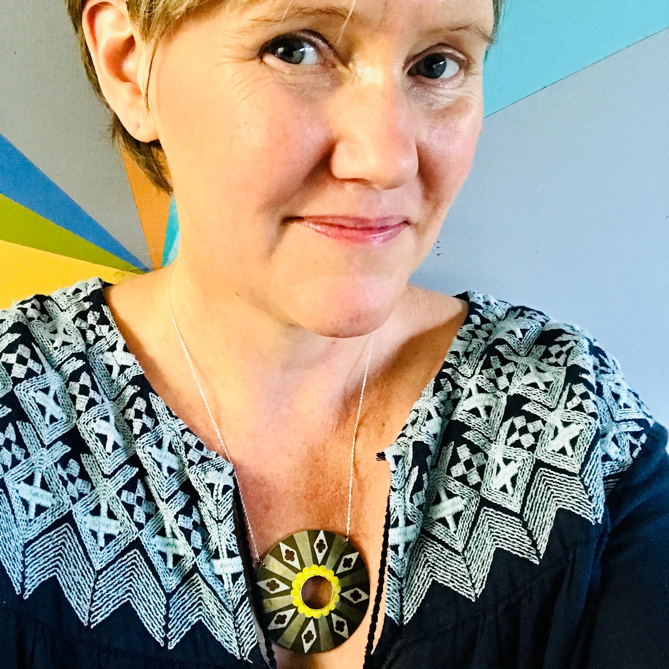 Diamond Circle Upcycled Tin Necklace