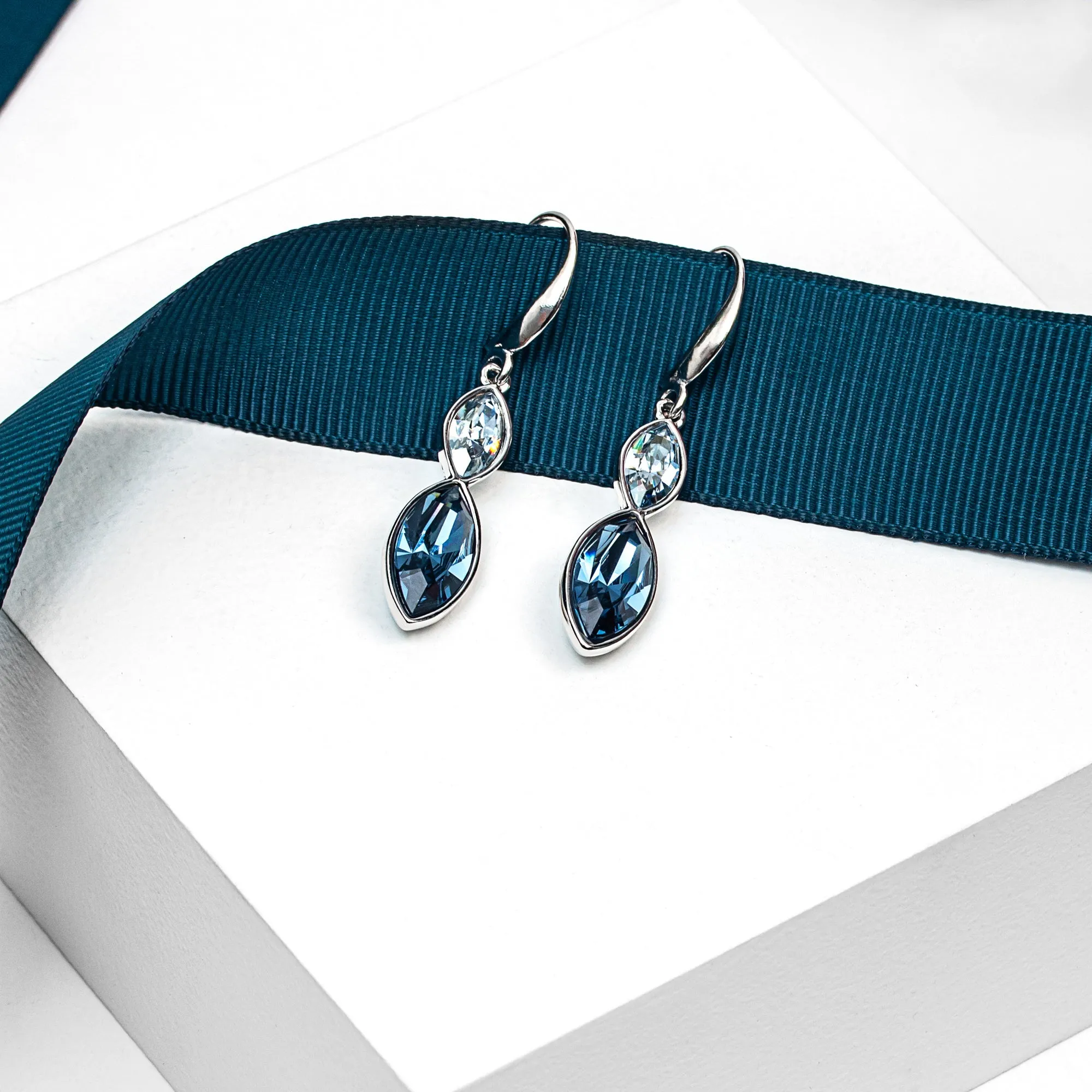 Dual Crystal Marquis Drop Earrings