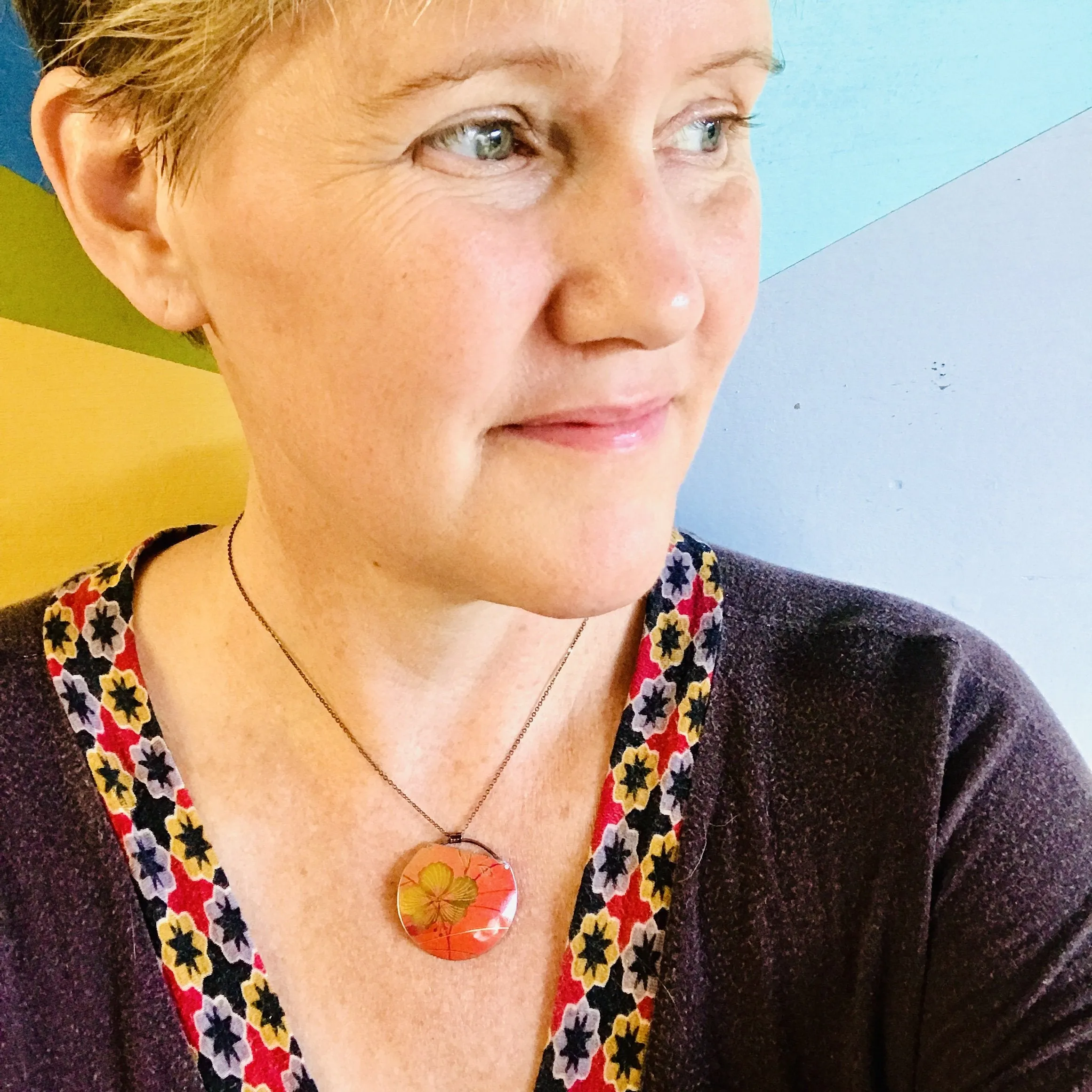 Dusty Slate Zero Waste Tin Circle Necklace