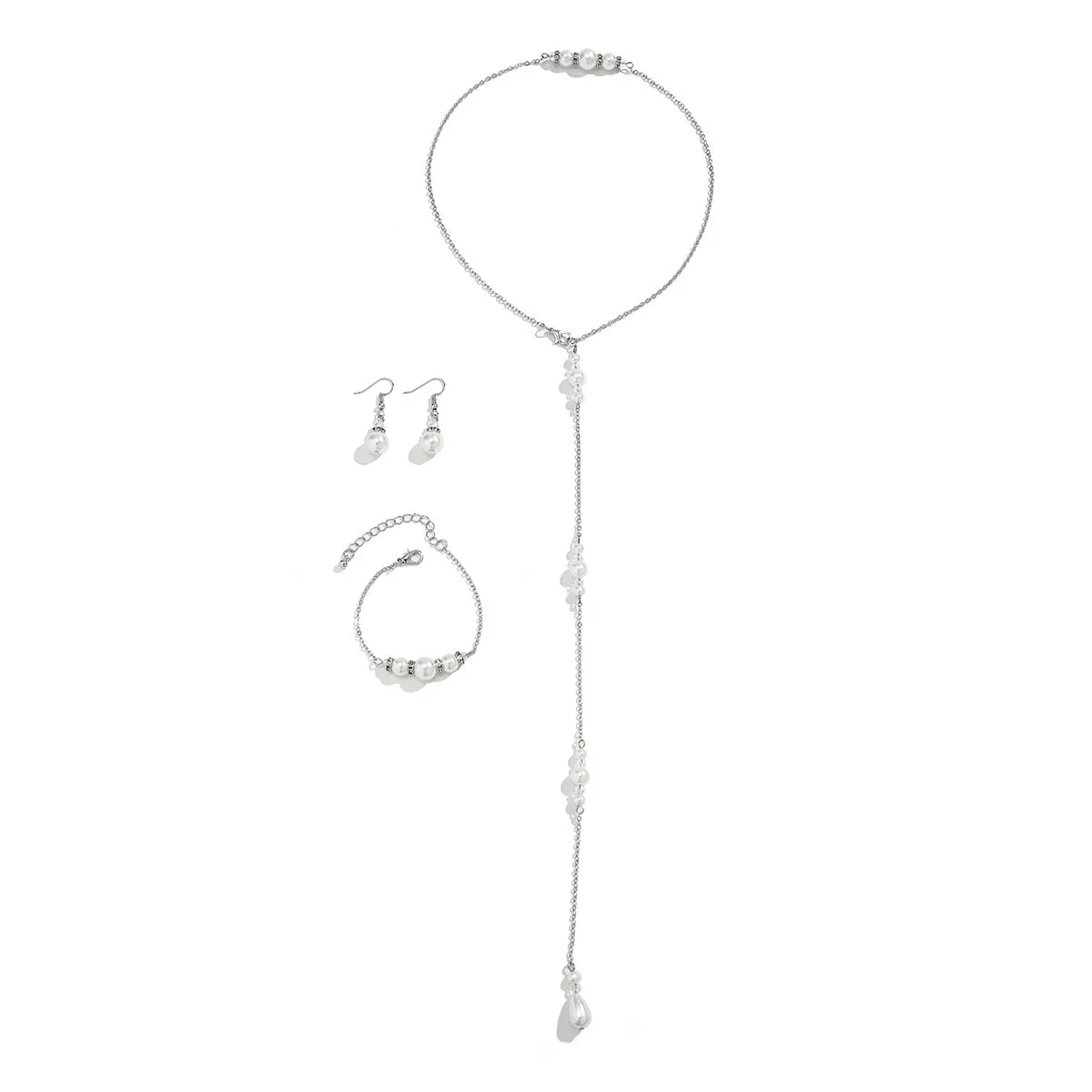 Elegant Zircon and Pearl Necklace Set with Vintage French Charm