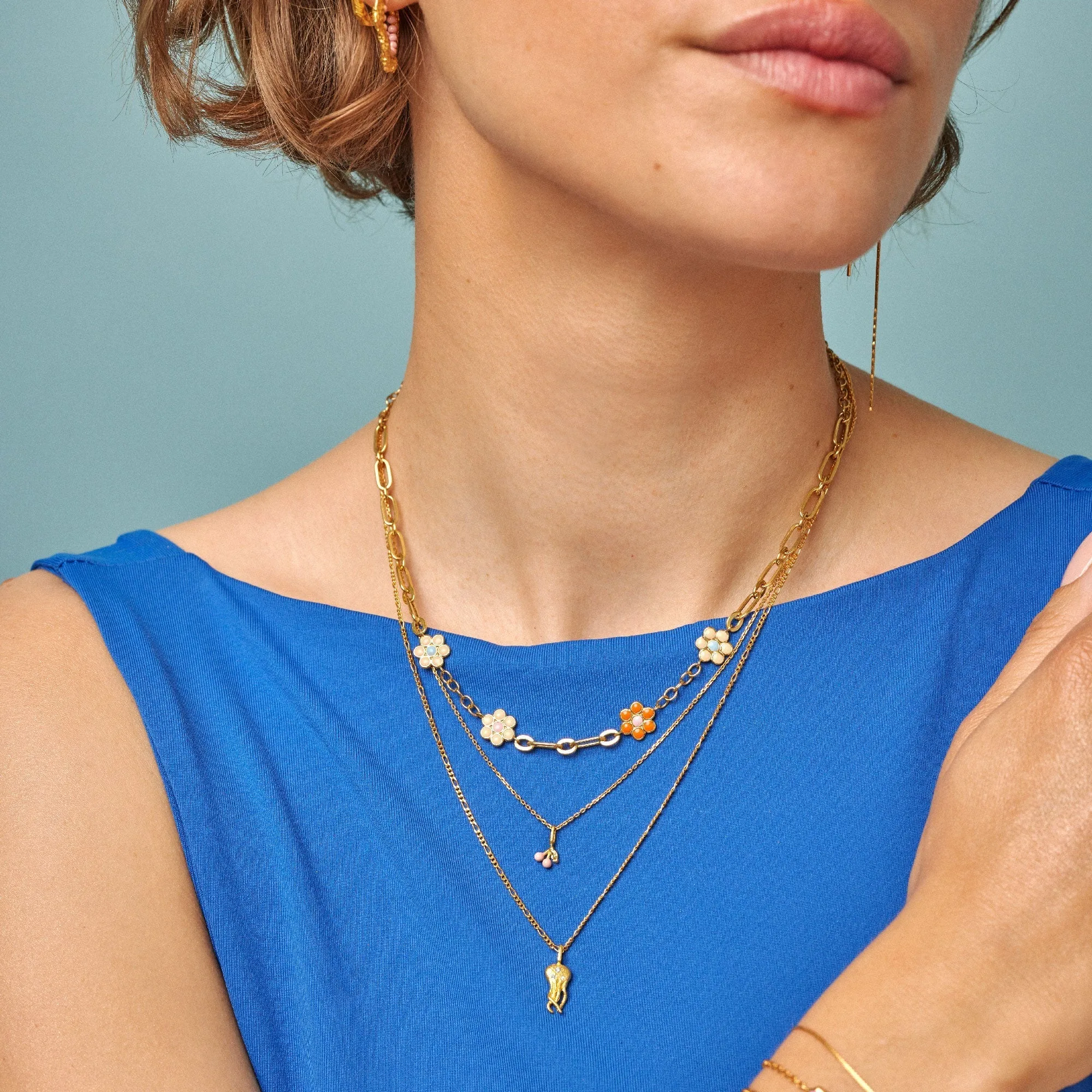 Enamel Copenhagen Light Pink Cherry Gold Necklace