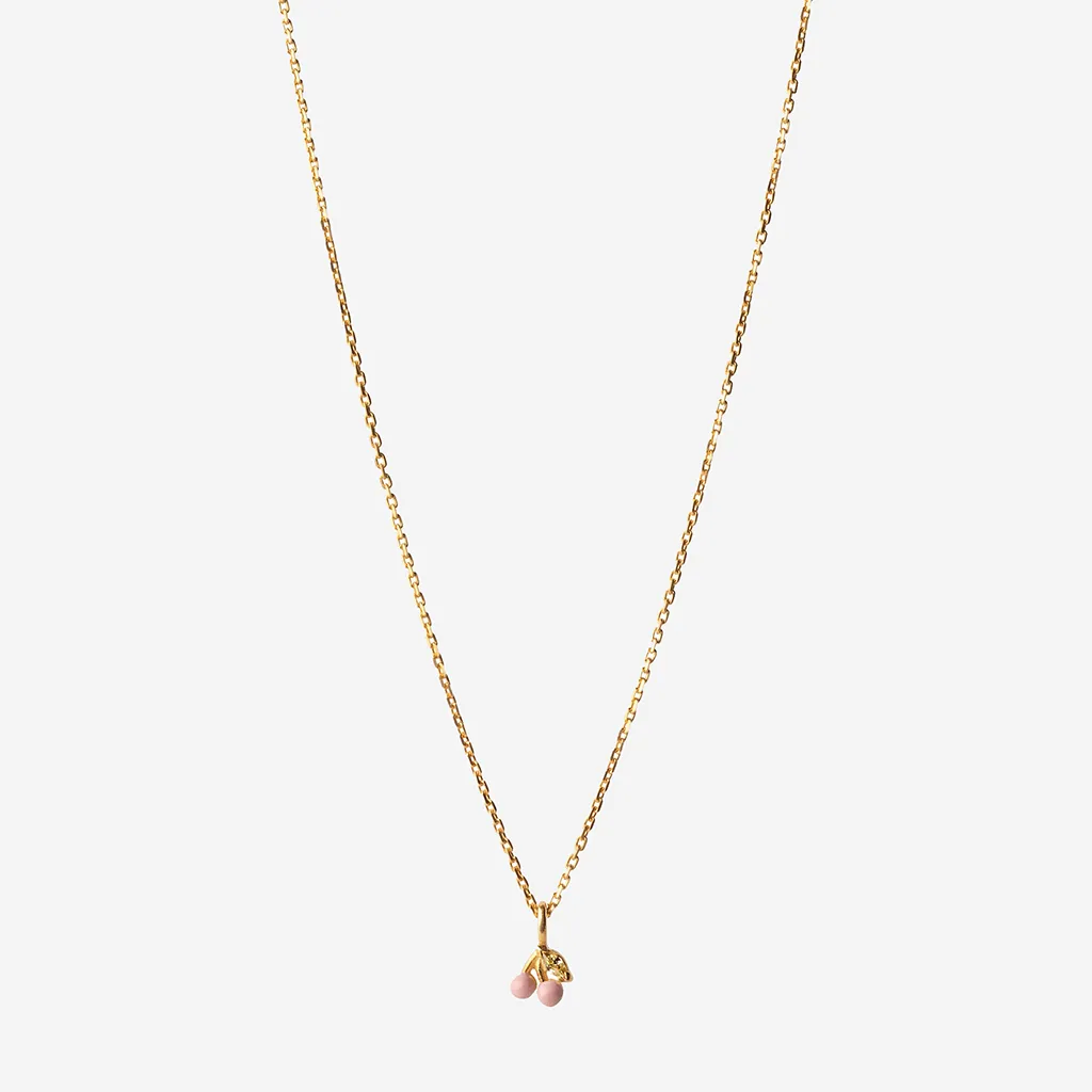 Enamel Copenhagen Light Pink Cherry Gold Necklace