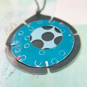 Encircled Pale Aqua in Turquoise Upcycled Tin Earrings