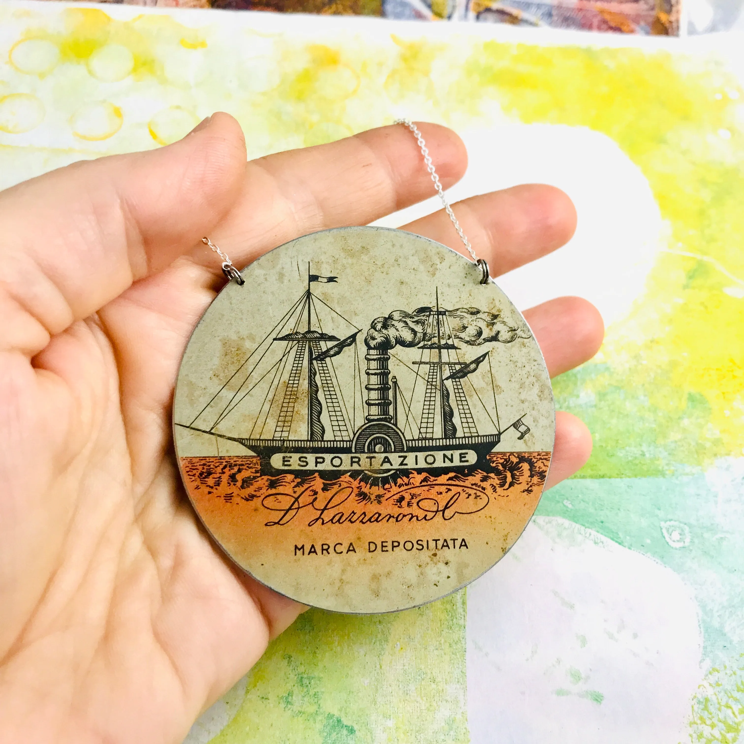 Esportazione Circle Upcycled Tin Necklace