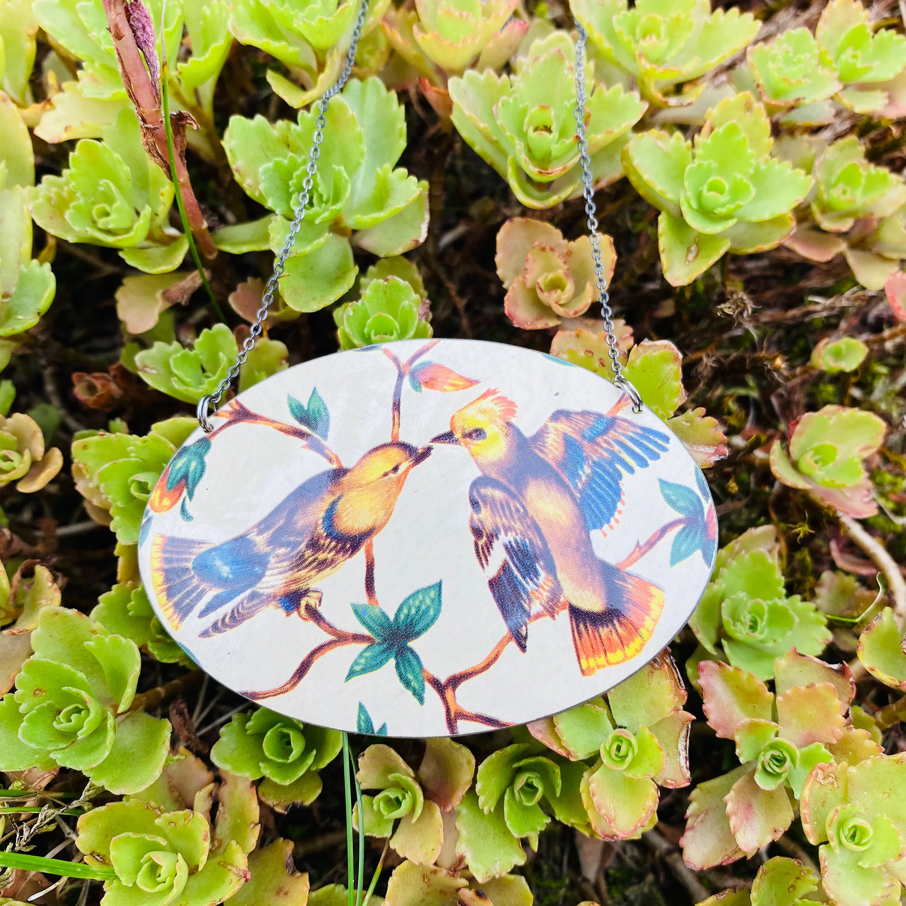 Finches & Flowers Zero Waste Tin Oval Necklace