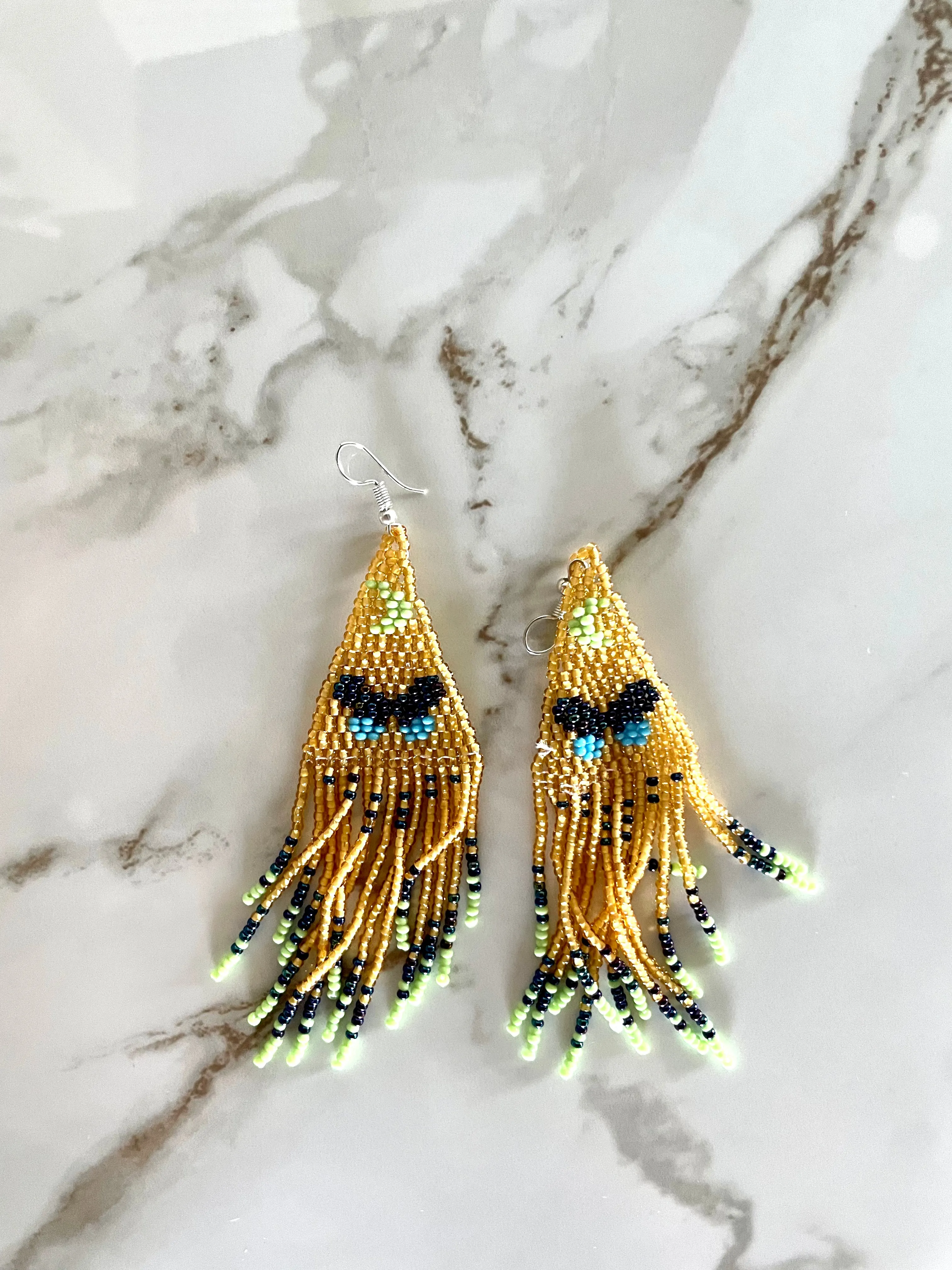 Fringe Beaded Moon and butterfly earrings