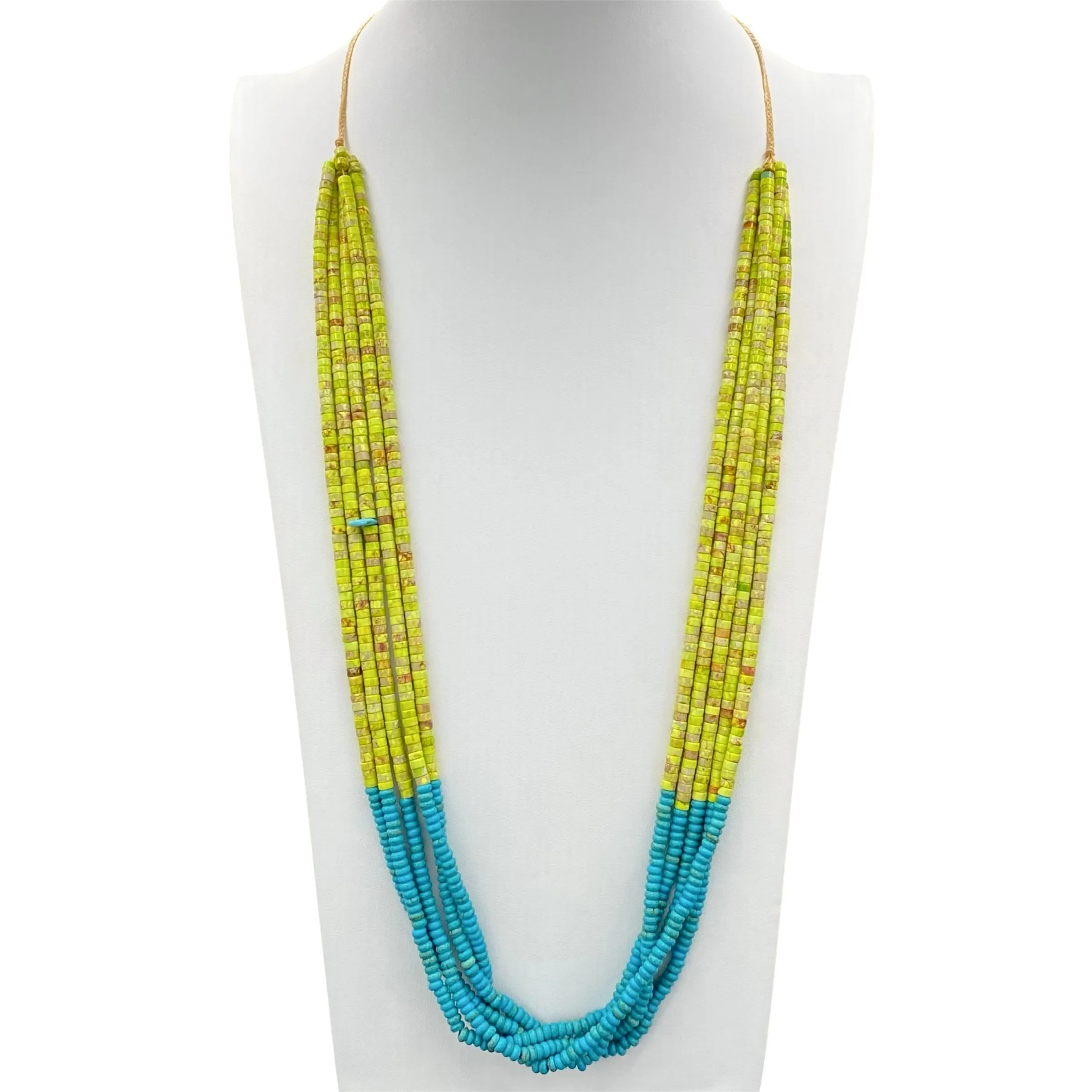 Gaspeite and Turquoise Heishi Necklace