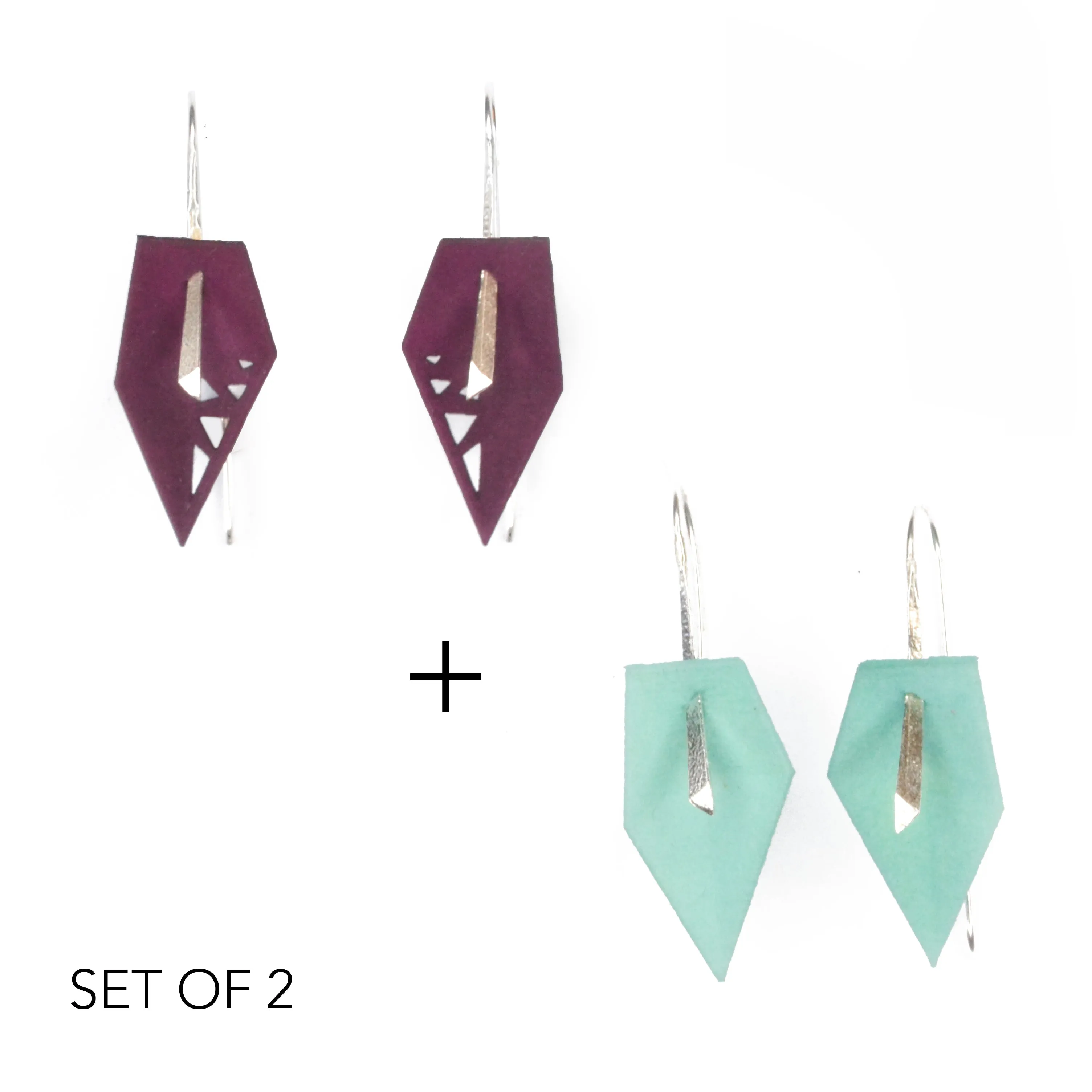 Geometric Drop Interchangeable Earrings (2 Colors, 1 set of Silver Hooks) - Vertigo