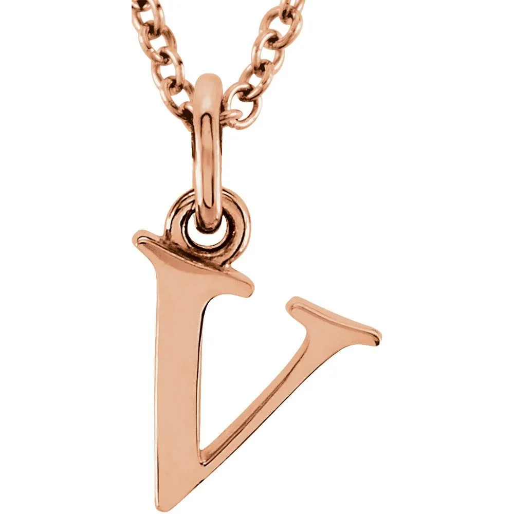Gold Elegant Lowercase 'v' Initial Choker Necklace