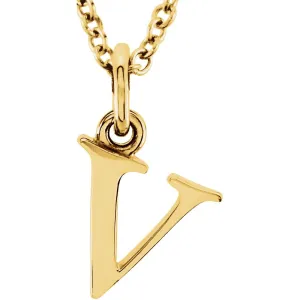 Gold Elegant Lowercase 'v' Initial Choker Necklace