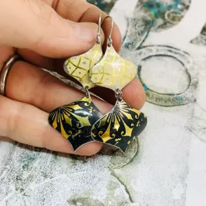 Gold on Black & Buttery Lattice Zero Waste Tin Earrings