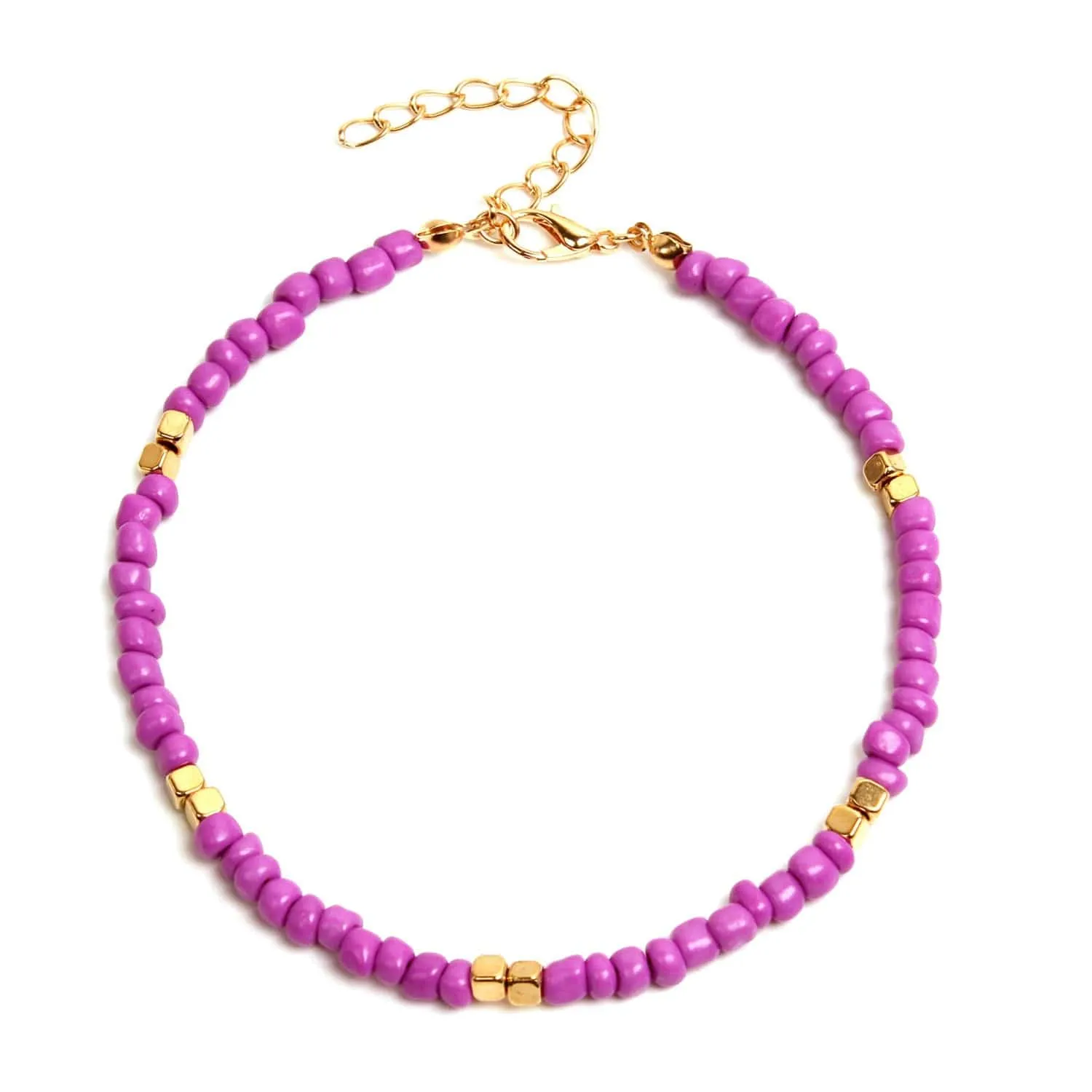Golden Rice Bead Anklet Elegance✨