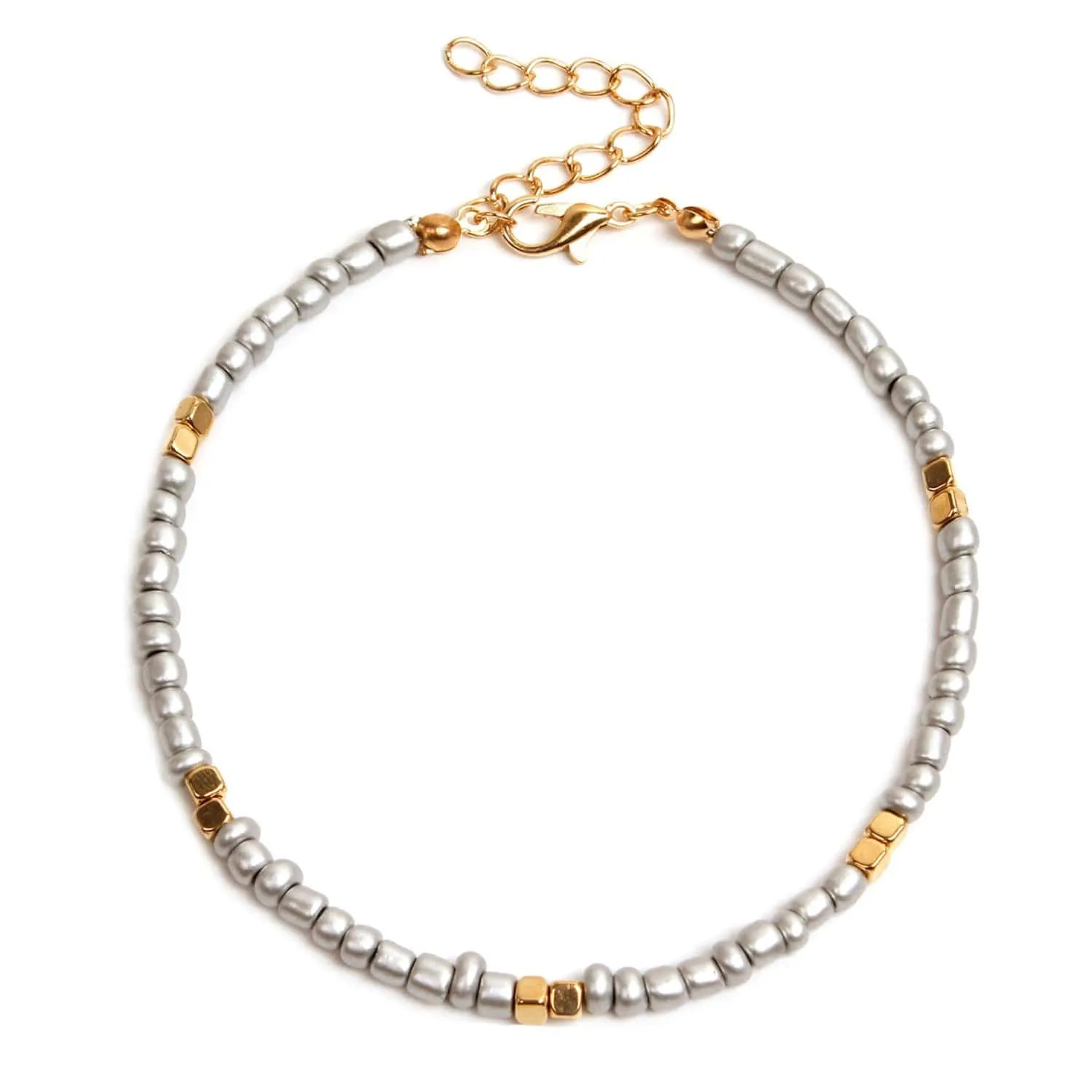 Golden Rice Bead Anklet Elegance✨